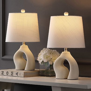 Tula 19" Scandinavian Minimalist Ceramic Arch LED Table Lamp (Set of 2)