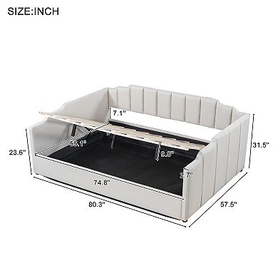 Upholstered Daybed with Underneath Storage Full Size for Bedroom Guest Room