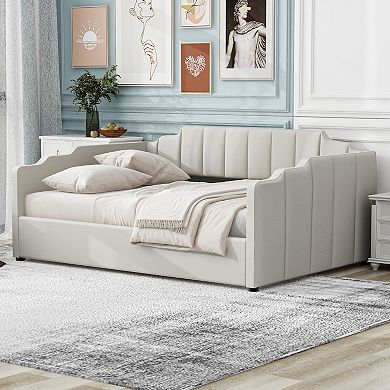 Upholstered Daybed with Underneath Storage Full Size for Bedroom Guest Room