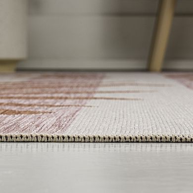Veronica Classic Beach Stripe and Palm Leaf Indoor/Outdoor Area Rug