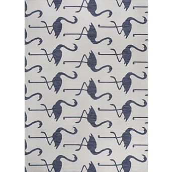 Liana Casual Coastal Flamingos Two-Tone Indoor/Outdoor Area Rug