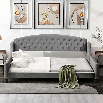 Modern Luxury Tufted Button Daybed with Slats No Box Spring Needed