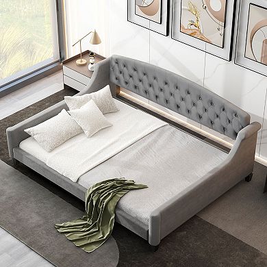 Modern Luxury Tufted Button Daybed with Slats No Box Spring Needed