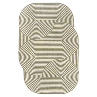 Margot Modern Geometric Arch Stripe Indoor/Outdoor Shaped Area Rug
