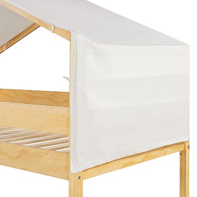 Twin Over Twin Wood Bunk Bed with Tent