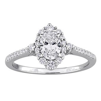 Stella Grace Rhodium Over 14k White Gold 3/4 Carat T.W. Lab-Grown Diamond Halo Engagement Ring
