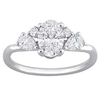 Stella Grace Rhodium Over 14k White Gold 1 1/2 Carat T.W. Lab-Grown Diamond Cluster Engagement Ring