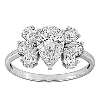 Stella Grace Rhodium Over 14k White Gold 2 1/7 Carat T.W. Pear-Shaped Lab-Grown Diamond Engagement Ring