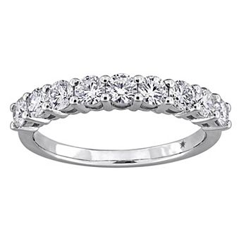 Stella Grace Rhodium Over 10k White Gold 1 Carat T.W. Lab-Grown Diamond Semi-Eternity Anniversary Band