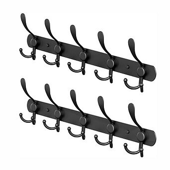 Wall Mounted Coat Rack with 5 Hooks Stainless Steel Matte 2 Pack