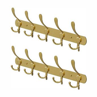 Wall Mounted Coat Rack with 5 Hooks Stainless Steel Matte 2 Pack