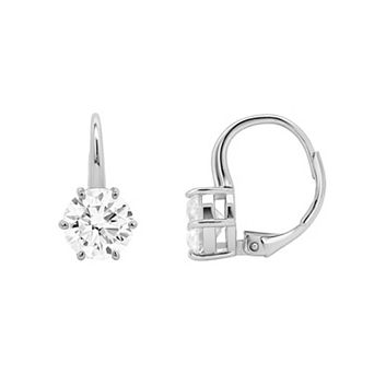 PRIMROSE Fine Silver Plated Lab-Created Moissanite Drop Nickel Free Earrings