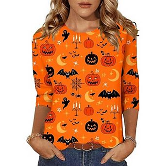 Zeagoo Women's 3/4 Sleeve Tunic Top, Dressy Crew Neck Floral Print T-Shirt, Casual Basic Blouse