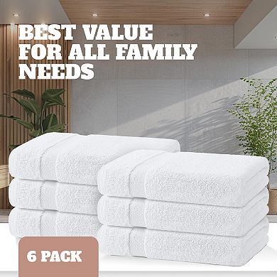 Classic Small Lightweight Bath Towels, Cotton Towel Set for Bathroom 22x44 inch - 6 Pack