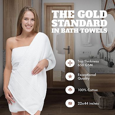 Classic Small Lightweight Bath Towels, Cotton Towel Set for Bathroom 22x44 inch - 6 Pack
