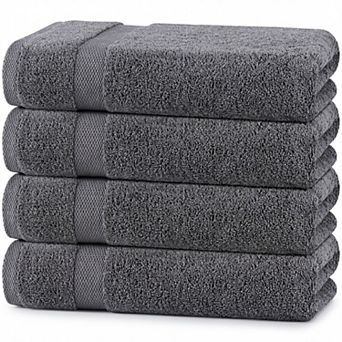 White Classic 100% Cotton Bath Towels 27x54" - Soft Towels for Bathroom, Shower, Hotel, Spa - 4 Pack
