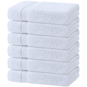 White Classic 100% Cotton Bath Towels Set, Lightweight Quick Dry Everyday Towels, 24x50" - 6 Pack