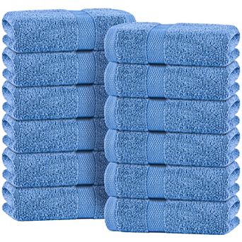 White Classic Premium Cotton Hand Towels Bulk for Bath, Gym, Kitchen, Spa, 12 Pack, 16x27"