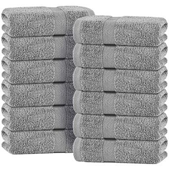 White Classic Premium Cotton Hand Towels Bulk for Bath, Gym, Kitchen, Spa, 12 Pack, 16x27"