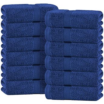 White Classic Premium Cotton Hand Towels Bulk for Bath, Gym, Kitchen, Spa, 12 Pack, 16x27"