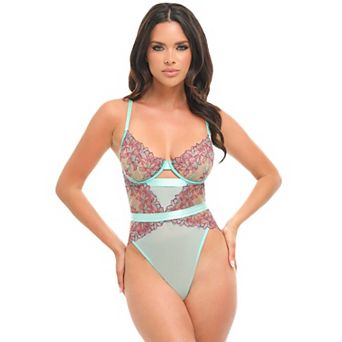 Women's Oh La La Cheri Adaline Teddy One-Piece Lingerie with Floral Lace Design 12136