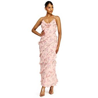 Juniors' B. Smart Spaghetti Strap V-Neck Slip Dress with Ruffles & Flowers