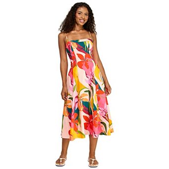 Juniors' B. Smart Floral Midi Dress with Square Neckline