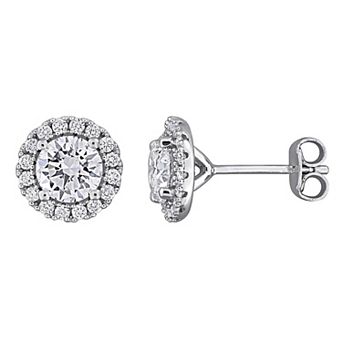 Stella Grace Rhodium Over 14k White Gold Sterling Silver 2 Carat T.W. Lab-Grown Diamond Halo Stud Earrings