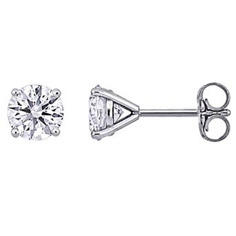 Stella Grace Rhodium Over 14k White Gold 2 Carat T.W. Round Lab-Grown Diamond Prong Set Stud Earrings