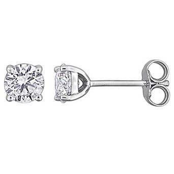 Stella Grace Rhodium Over Sterling Silver 1 Carat T.W. Round Lab-Grown Diamond Prong Set Solitaire Stud Earrings