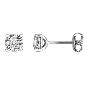 Stella Grace Rhodium Over Sterling Silver 1/4 Carat T.W. Round Lab-Grown Diamond Prong Solitaire Stud Earrings