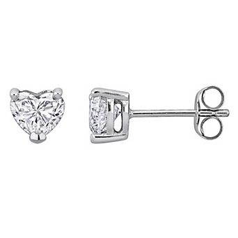 Stella Grace Rhodium Over 14k White Gold 1 Carat T.W. Lab-Grown Diamond Heart Stud Earrings
