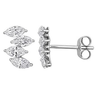 Stella Grace Rhodium Over 14k White Gold 1 Carat T.W. Marquise-Cut Lab-Grown Diamond Drop Earrings