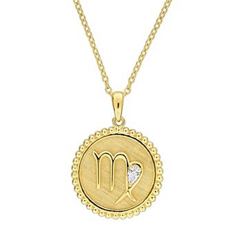Stella Grace Gold Tone Lab-Created White Sapphire Zodiac Sign Pendant Necklace