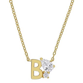 Stella Grace Gold Tone Lab-Created White Sapphire Initial Pendant Necklace