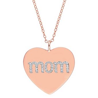 Stella Grace 1/10 Carat T.W. Round Diamond Shared Prong Mom Heart Pendant Necklace