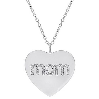 Stella Grace 1/10 Carat T.W. Round Diamond Shared Prong Mom Heart Pendant Necklace
