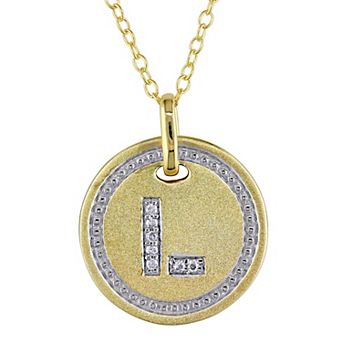 Stella Grace Yellow Gold Over Sterling Silver Diamond Accent Initial Pendant Necklace