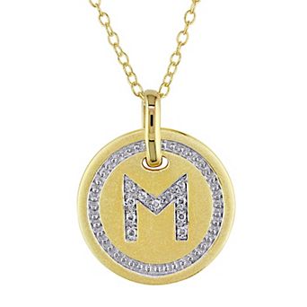 Stella Grace Yellow Gold Over Sterling Silver Diamond Accent Initial Pendant Necklace