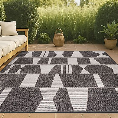 Odette Modern Geometric Abstract Two-Tone Indoor/Outdoor Area Rug