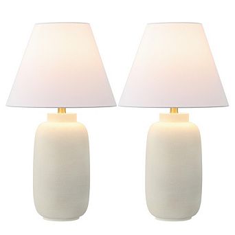 Elinore 24.5" Minimalist Scandinavian Resin/Iron Ginger Jar LED Table Lamp (Set of 2)
