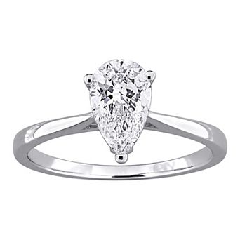 Stella Grace Sterling Silver 1 Carat T.W. Lab-Grown Diamond Pear-Shaped Engagement Ring