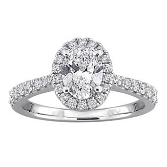 Stella Grace Sterling Silver 1 3/8 Carat T.W. Lab-Grown Diamond Halo Engagement Ring