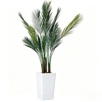 5FT Tropical Areca Artificial Palm Tree with White Planter Lifelike Leaves