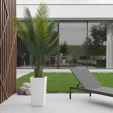 5FT Tropical Areca Artificial Palm Tree with White Planter Lifelike Leaves