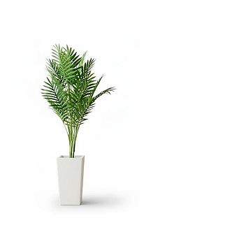 4.2FT Artificial Palm Tree with White Tall Planter