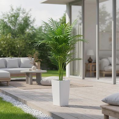 4.2FT Artificial Palm Tree with White Tall Planter