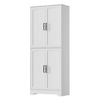 Farmhouse Kitchen Pantry Cabinet, 71" Tall Wood Pantry Storage Cabinet, Freestanding Cupboard