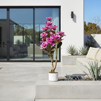 37" Artificial Magnolia Tree with White Planter