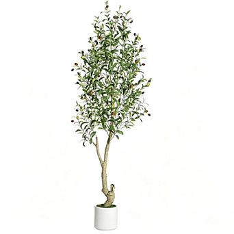 6ft Artificial Olive Tree, Realistic Faux Plants Indoor with High-Simulated Olive Fruits